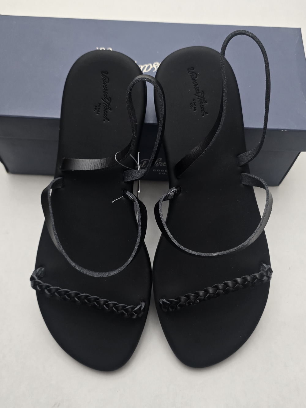 Woven Strap Black Women's Sandals